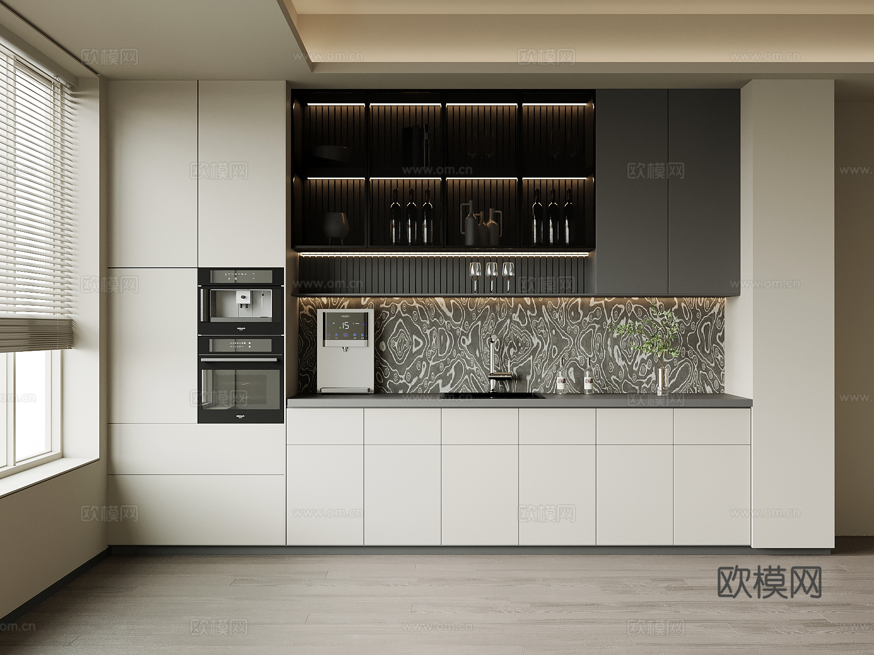 现代意式酒柜 餐边柜su模型