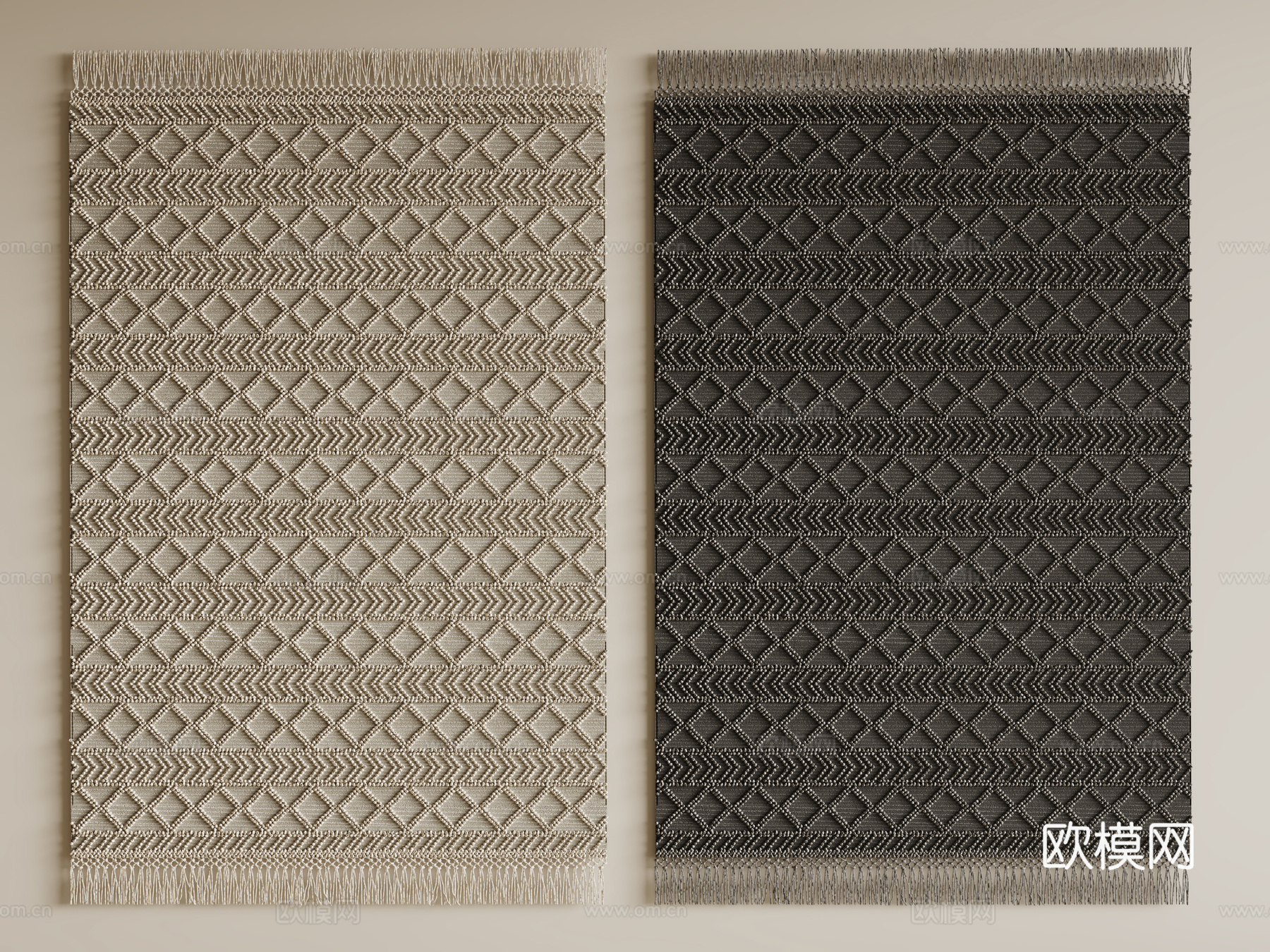 侘寂地毯 方形地毯 粗布地毯 客厅地毯 奶油地毯su模型
