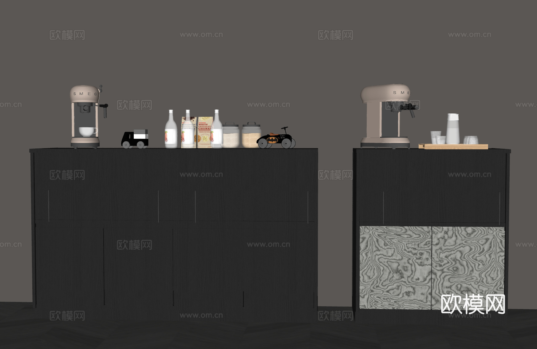 现代意式备餐柜 餐边柜su模型