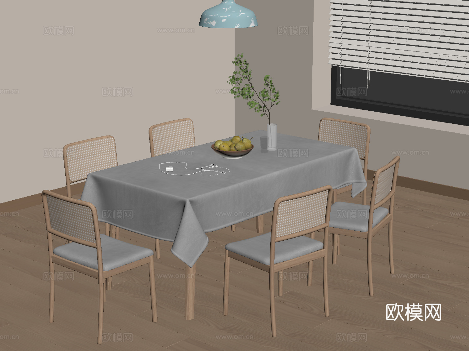 北欧风餐桌椅su模型