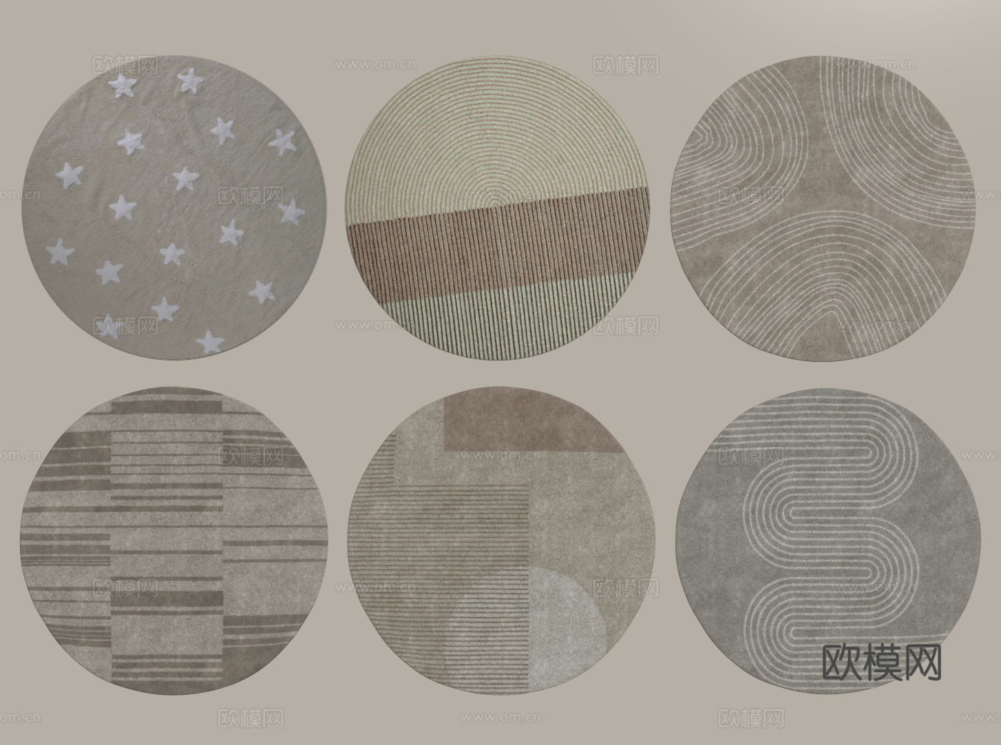 现代圆形地毯 毛绒地毯 布艺地毯 客厅地毯 儿童地毯su模型