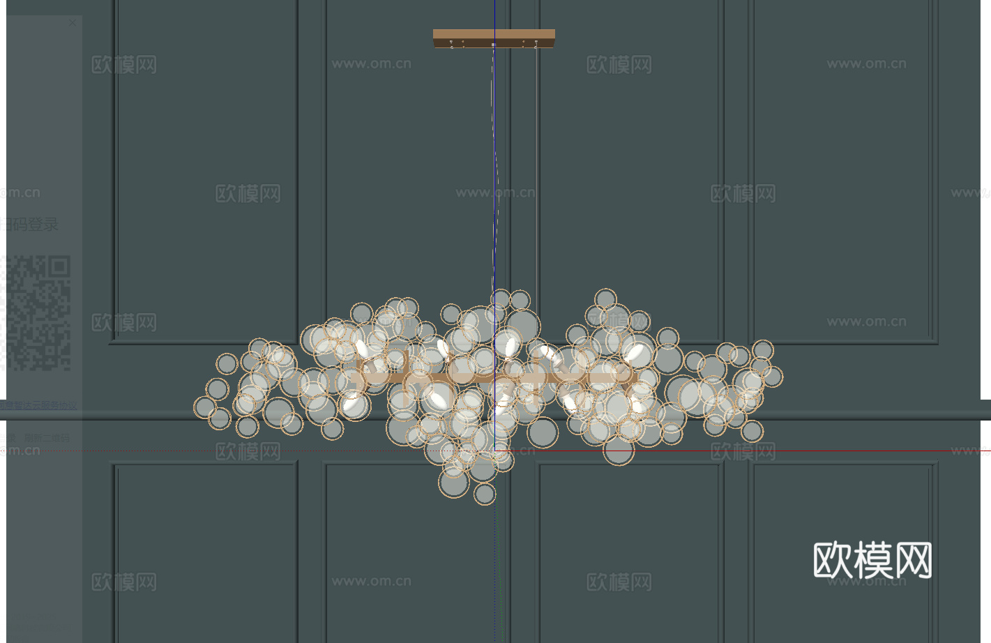 玻璃水晶吊灯组合su模型