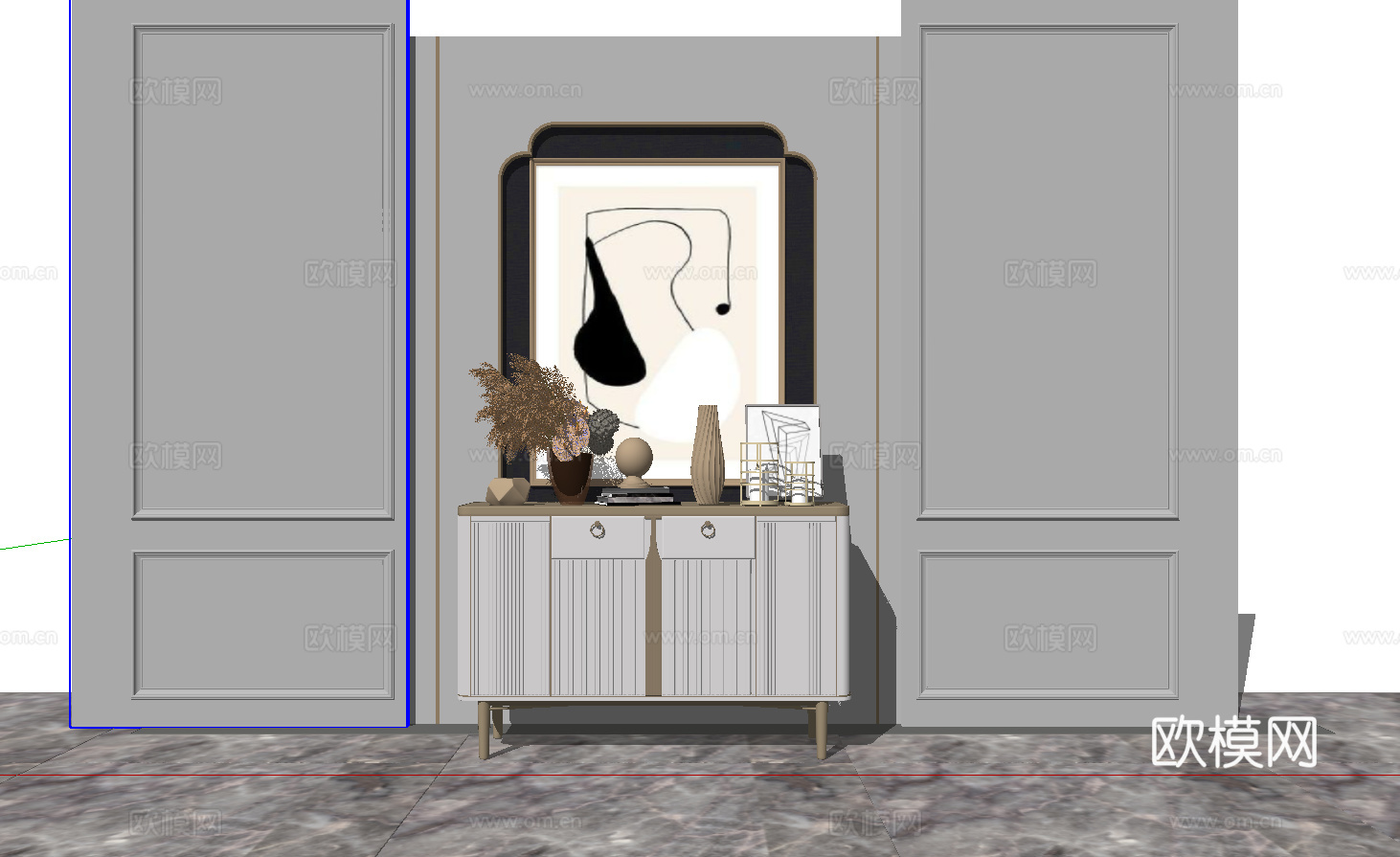 现代轻奢玄关柜餐边柜电视柜su模型