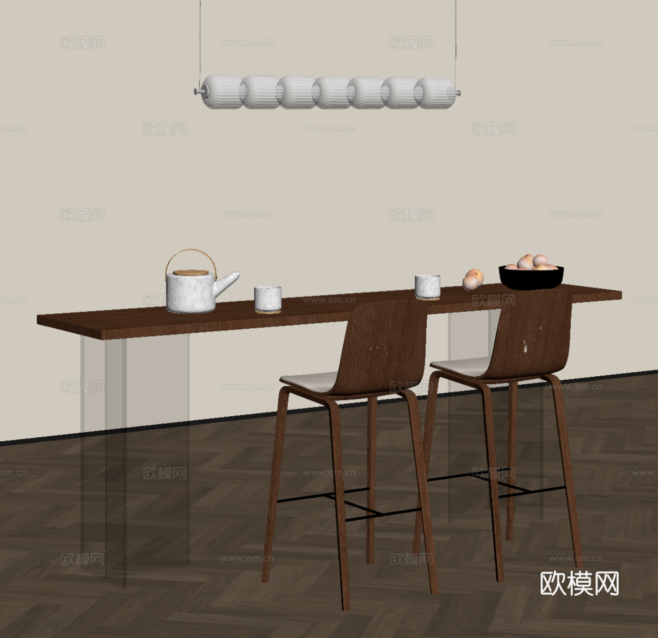 中古风吧台su模型