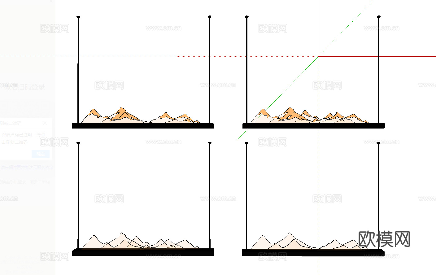 现代新中式吊灯组合su模型