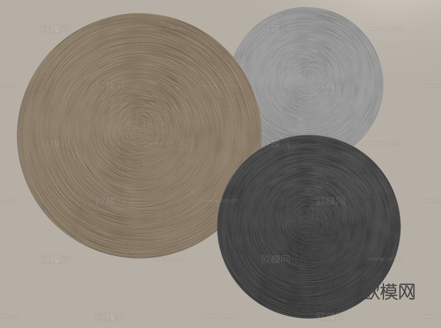 中古坐垫 侘寂坐垫 禅意坐垫 圆形地毯su模型