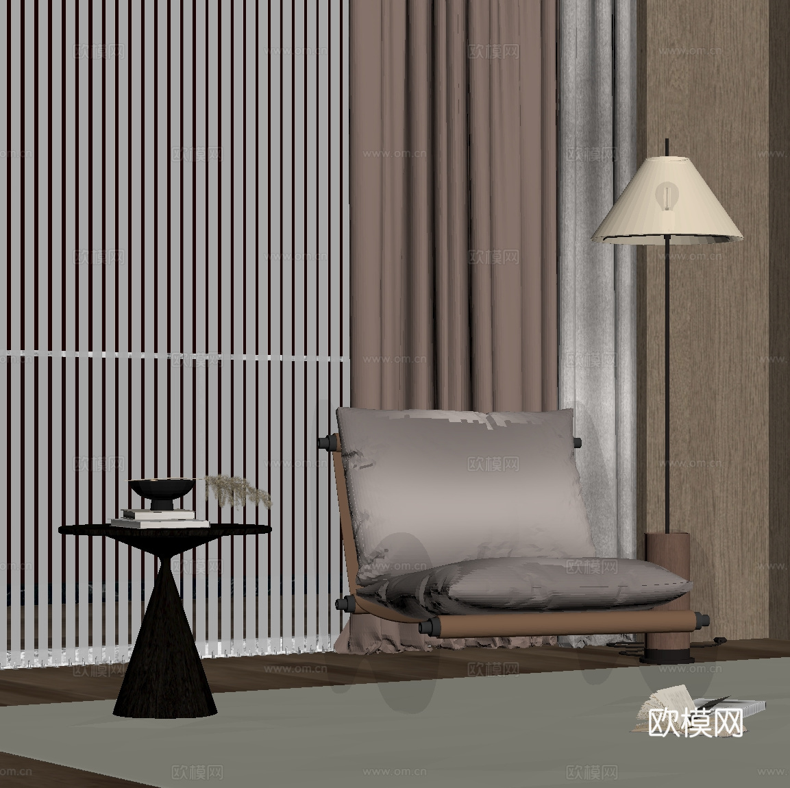 现代休闲椅 边几su模型