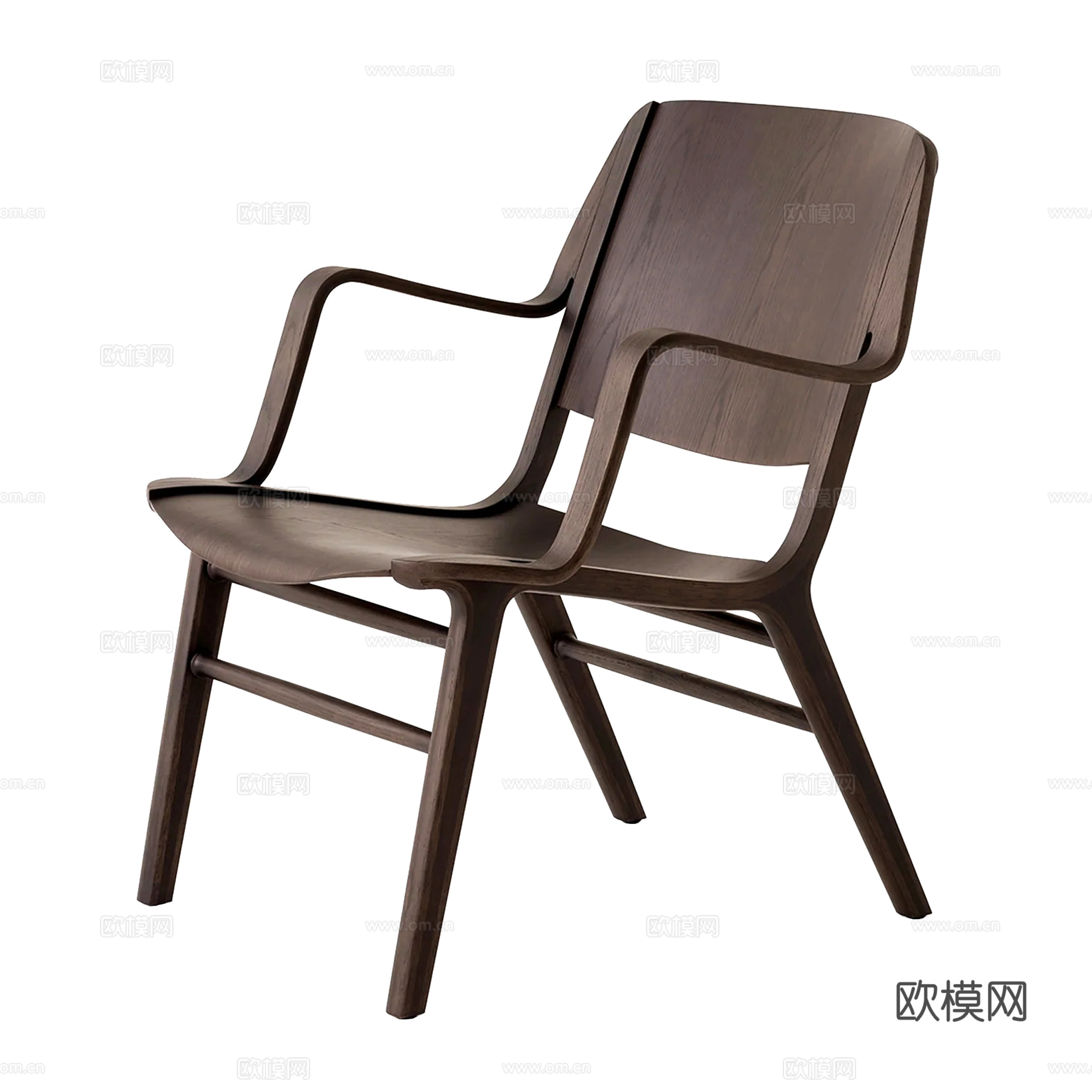 中古风木质单椅 休闲椅 扶手椅su模型