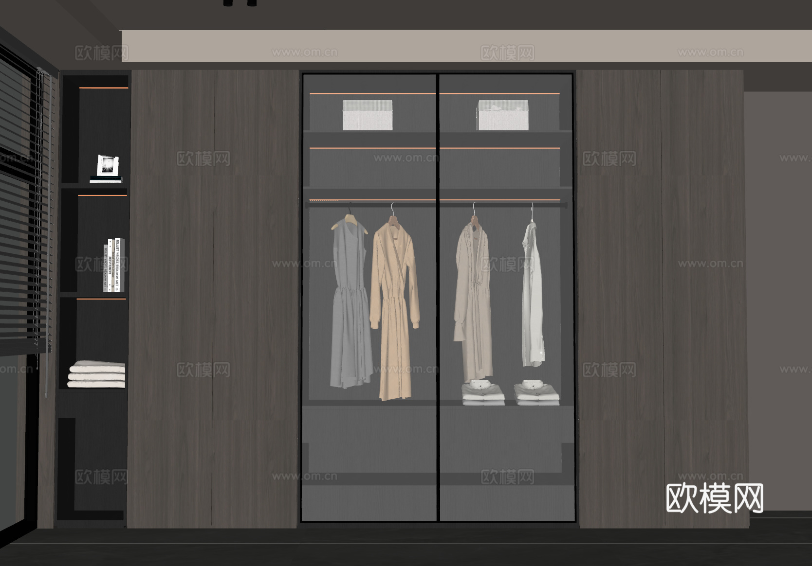 现代意式衣柜su模型