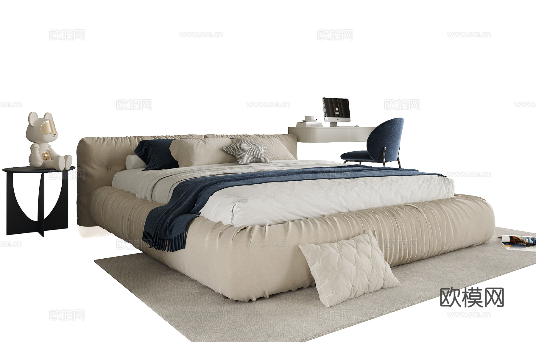 现代儿童床 单人床su模型