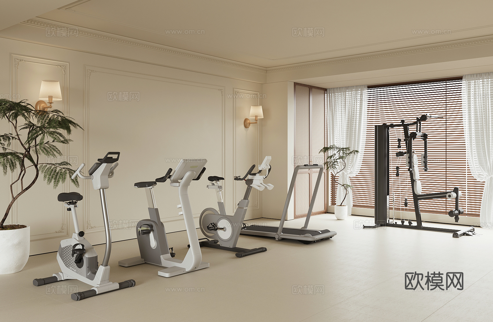 现代健身器材3d模型下载