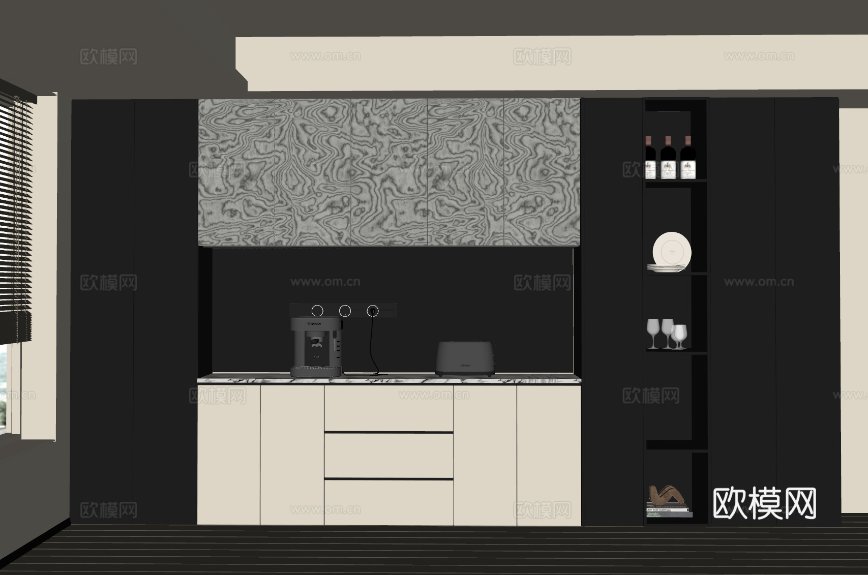 现代酒柜 餐边柜 橱柜su模型