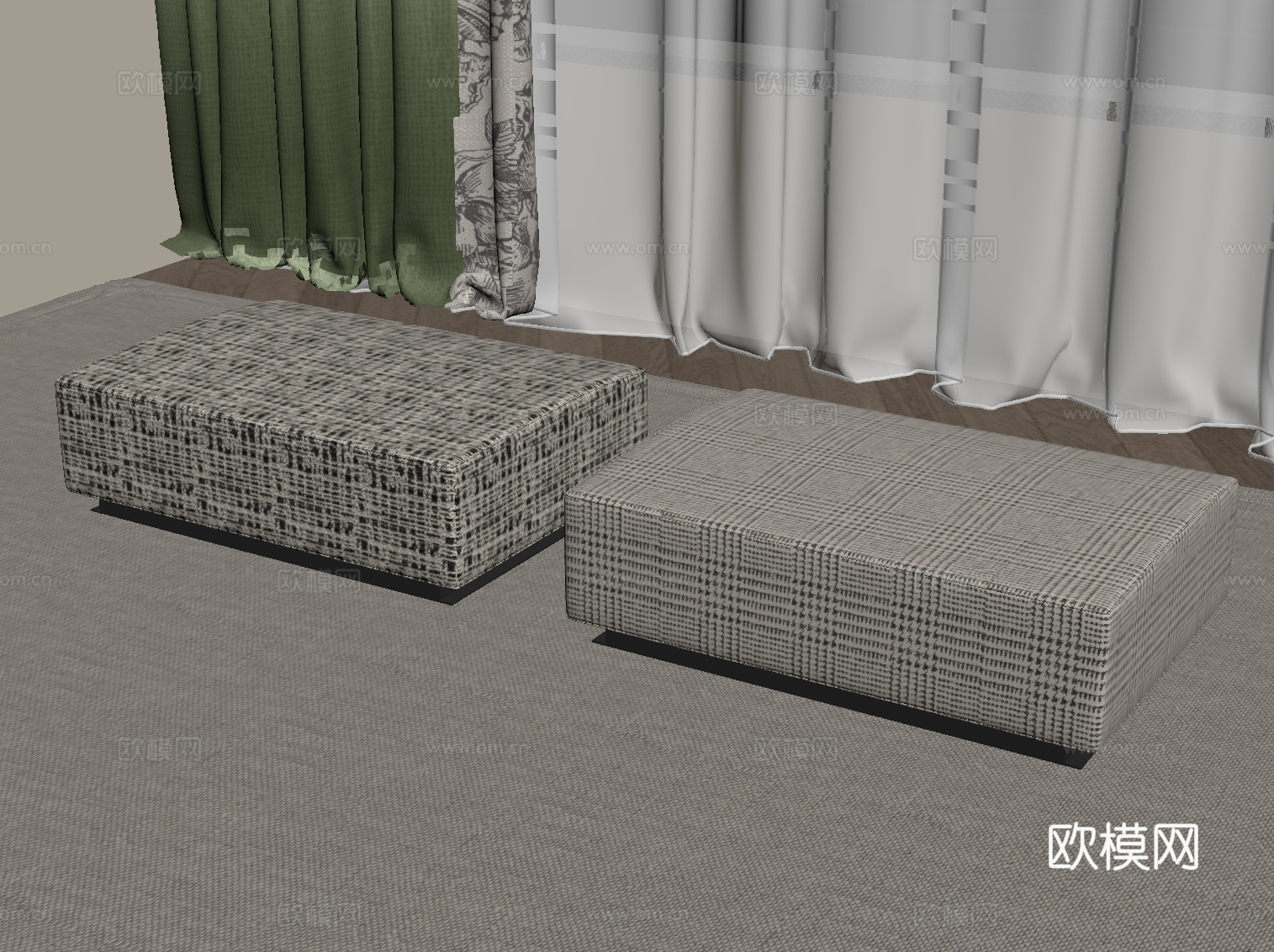现代布艺沙发凳 换鞋凳su模型