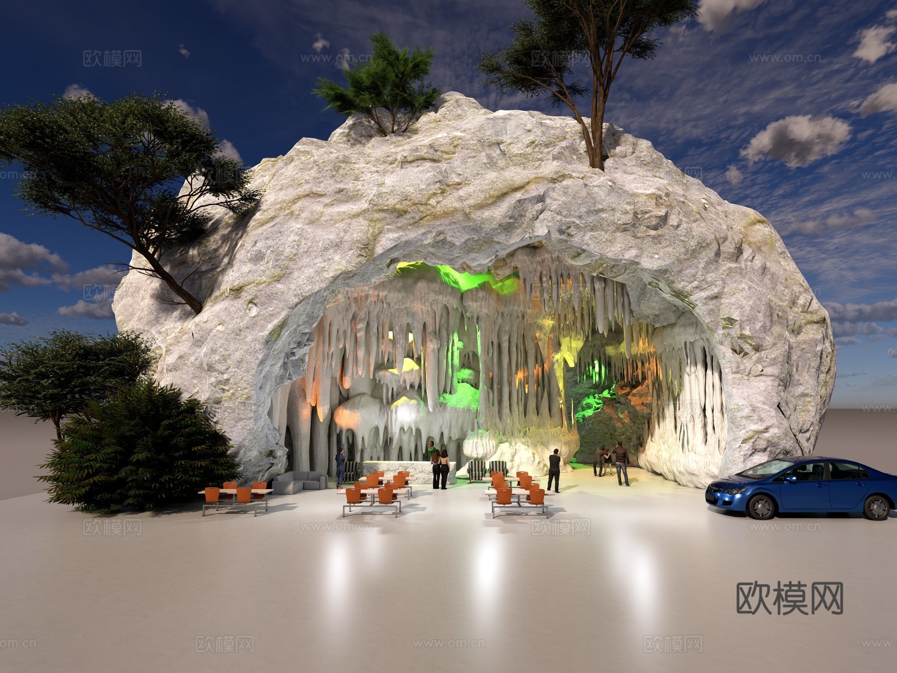 山洞 钟乳石 装饰 娱乐 场地su模型下载（渲染图2）