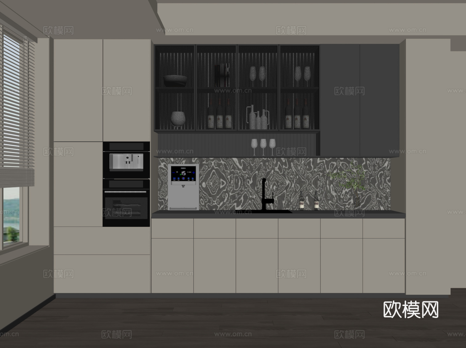 现代意式酒柜 餐边柜su模型