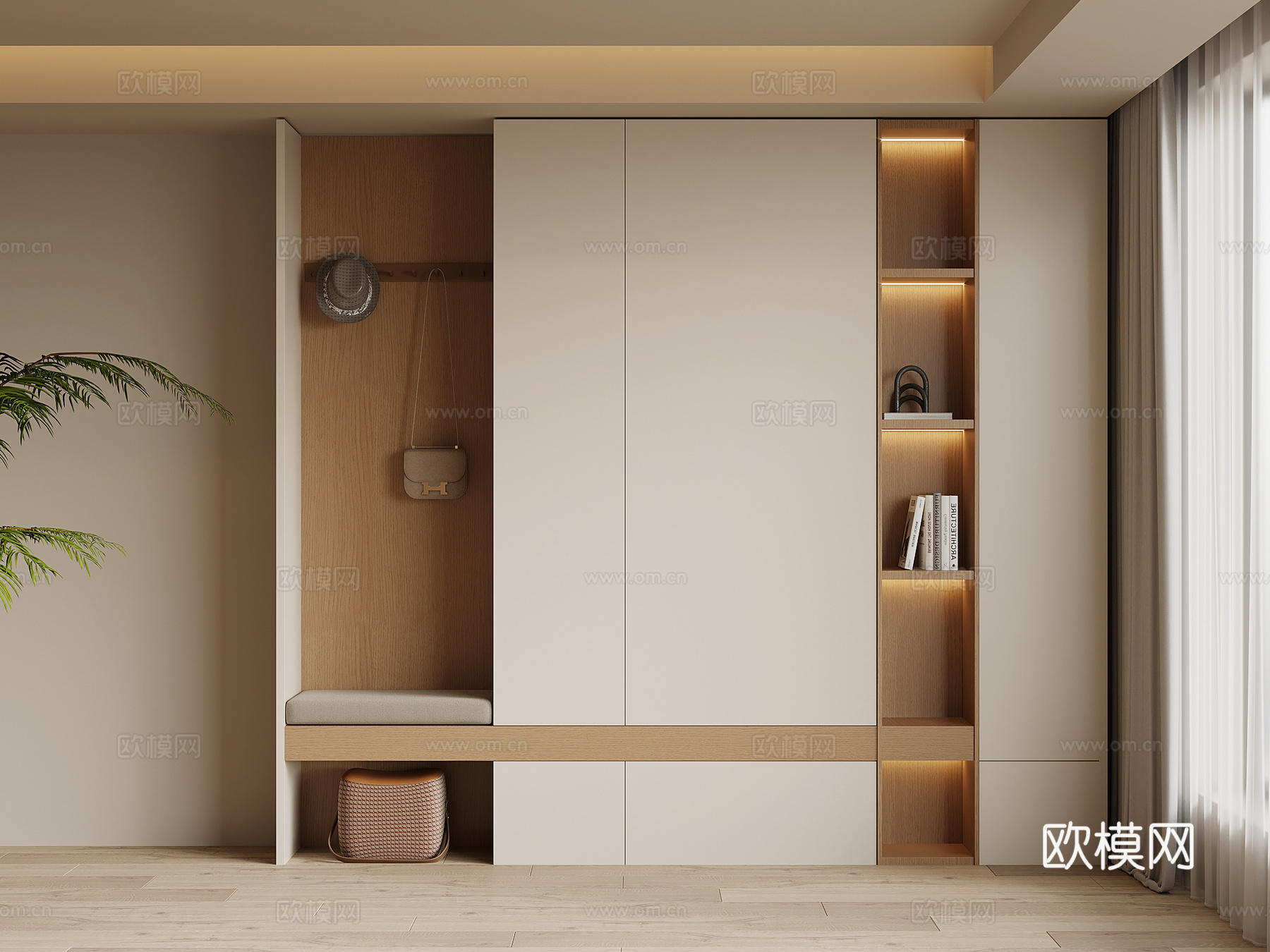 现代简约鞋柜 入户鞋柜su模型