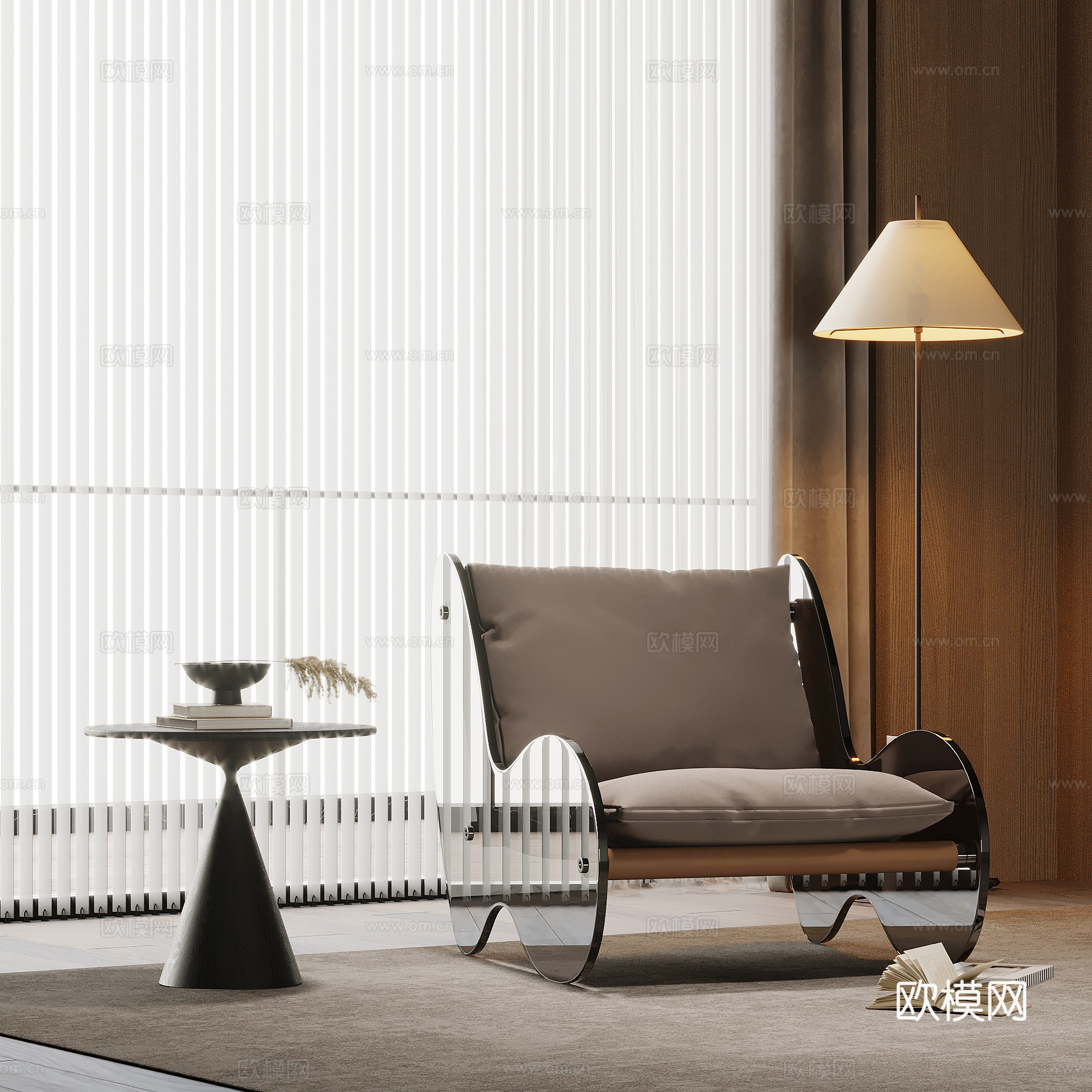 现代休闲椅 边几3d模型下载