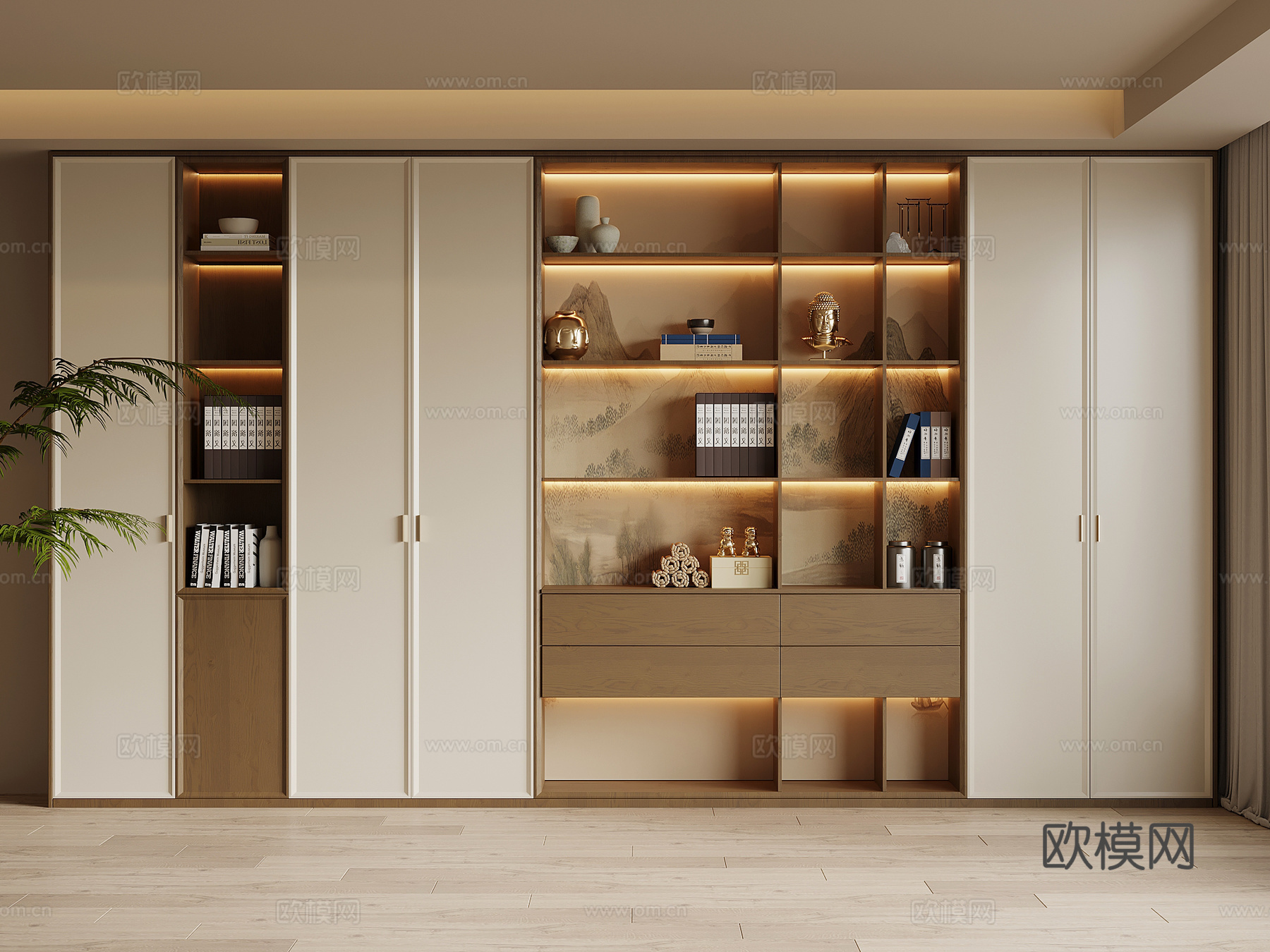 新中式书柜 宋式风书柜3d模型下载