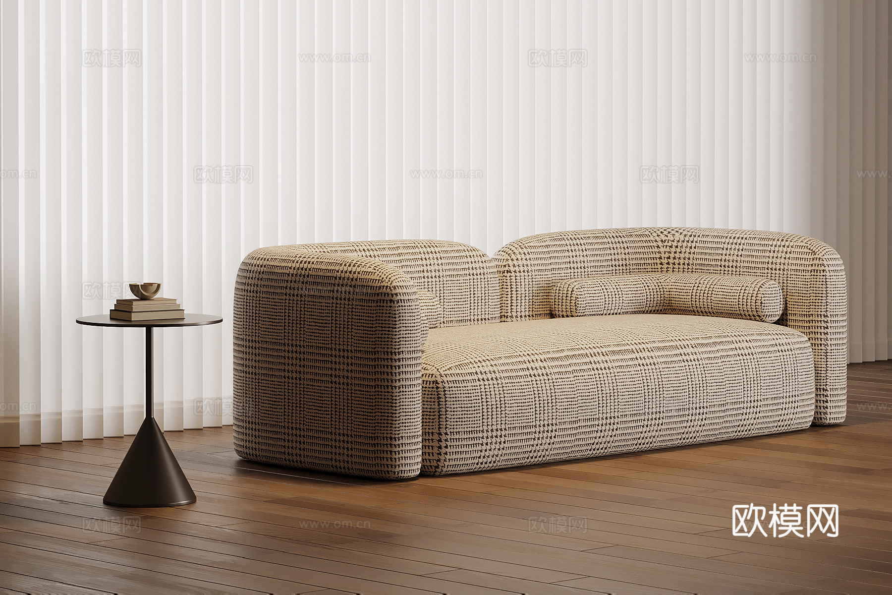 现代布艺沙发 双人休闲沙发su模型