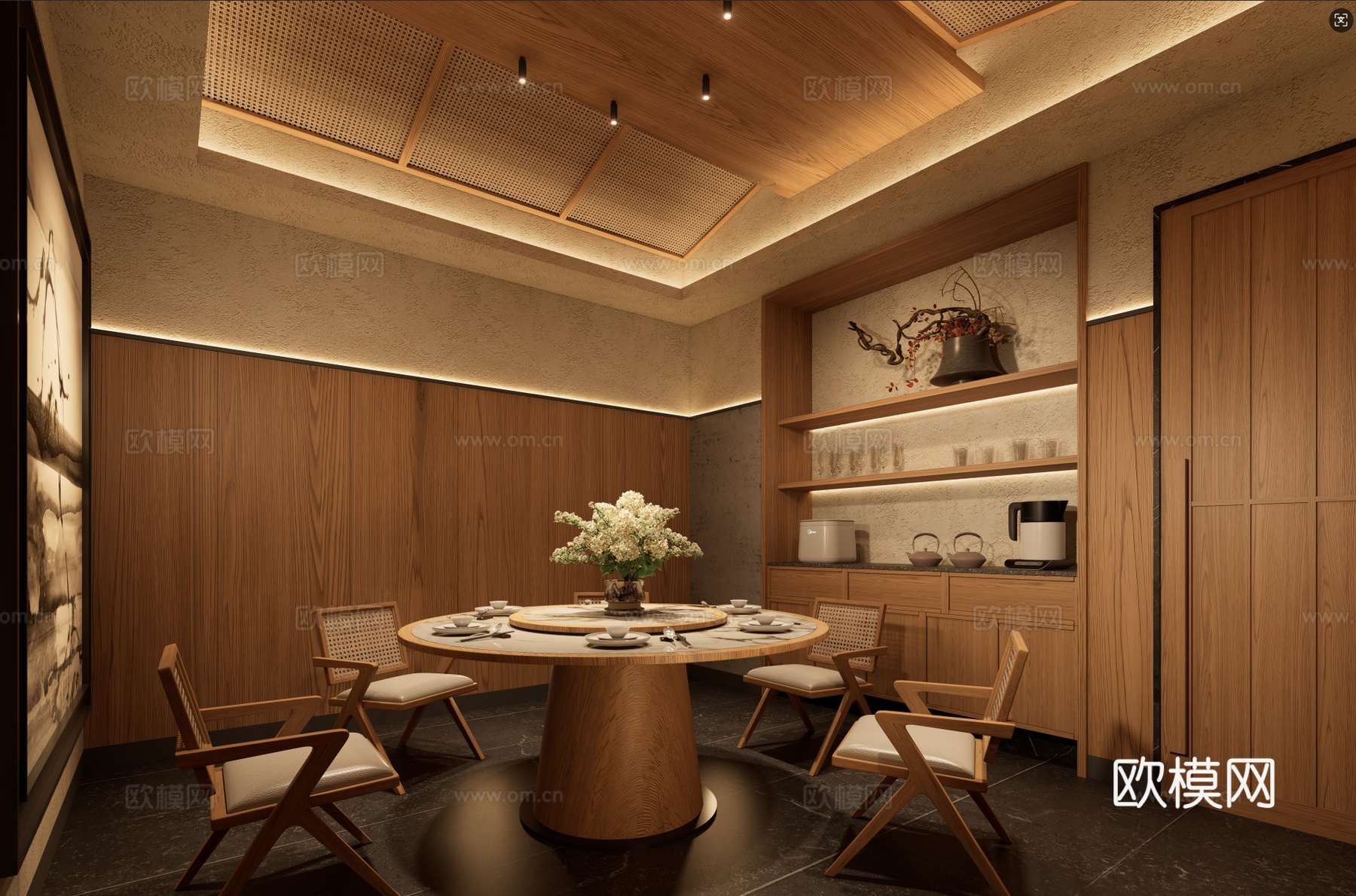 川菜包间su模型下载（渲染图1）