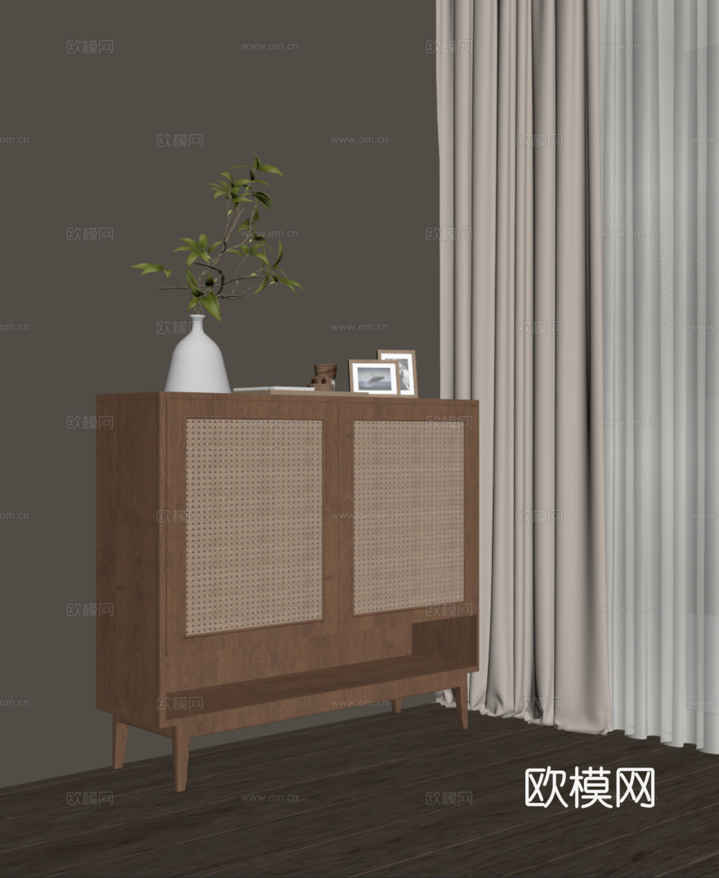 中古风边柜 斗柜 储物柜su模型