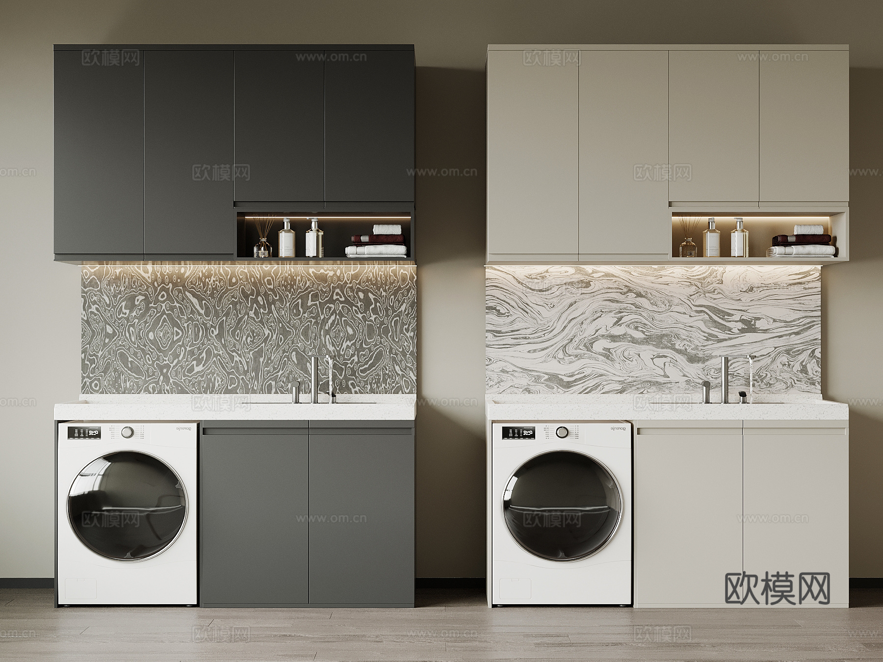 现代洗衣机柜 阳台柜3d模型下载
