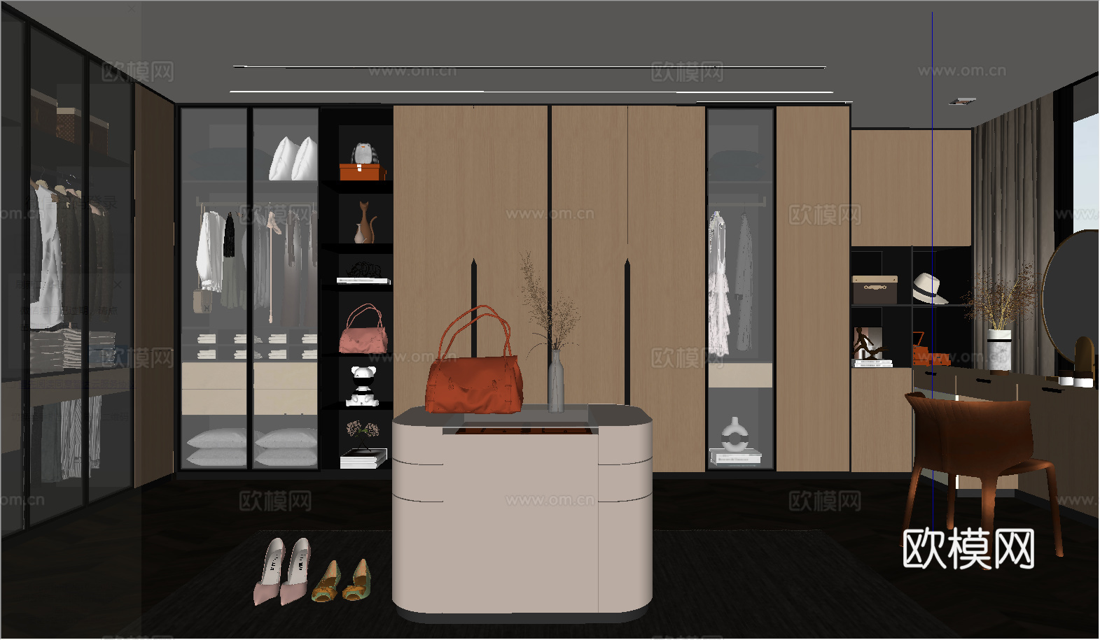 现代衣帽间su模型