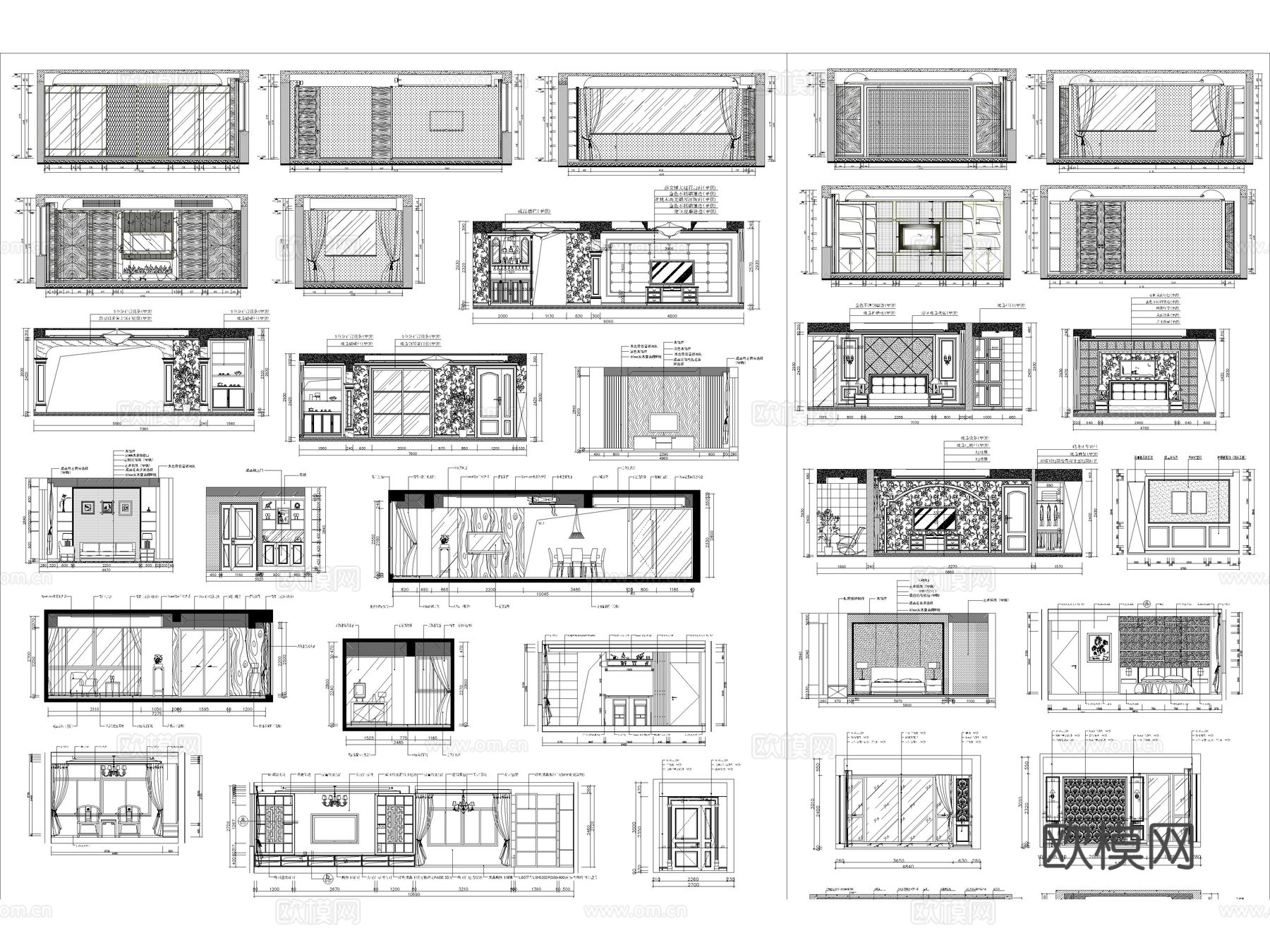 2026年最新超全家装客厅餐厅卧室厨房立面图CAD施工图cad施工图