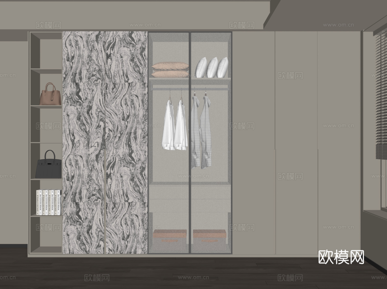 现代极简衣柜su模型