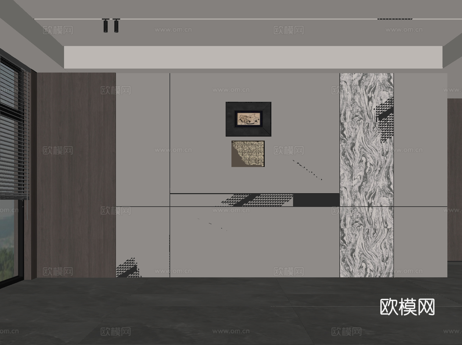 现代意式背景墙su模型