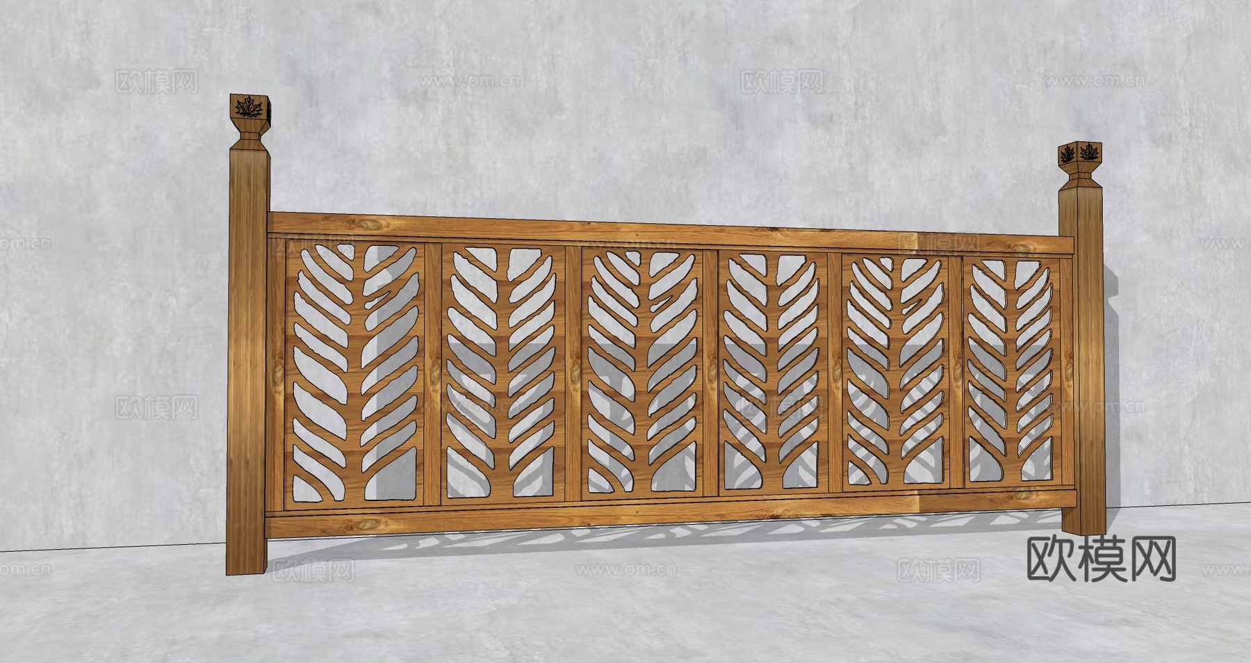 现代自然木质栏杆生态植物树叶围栏树枝原木镂空树叶护栏su模型