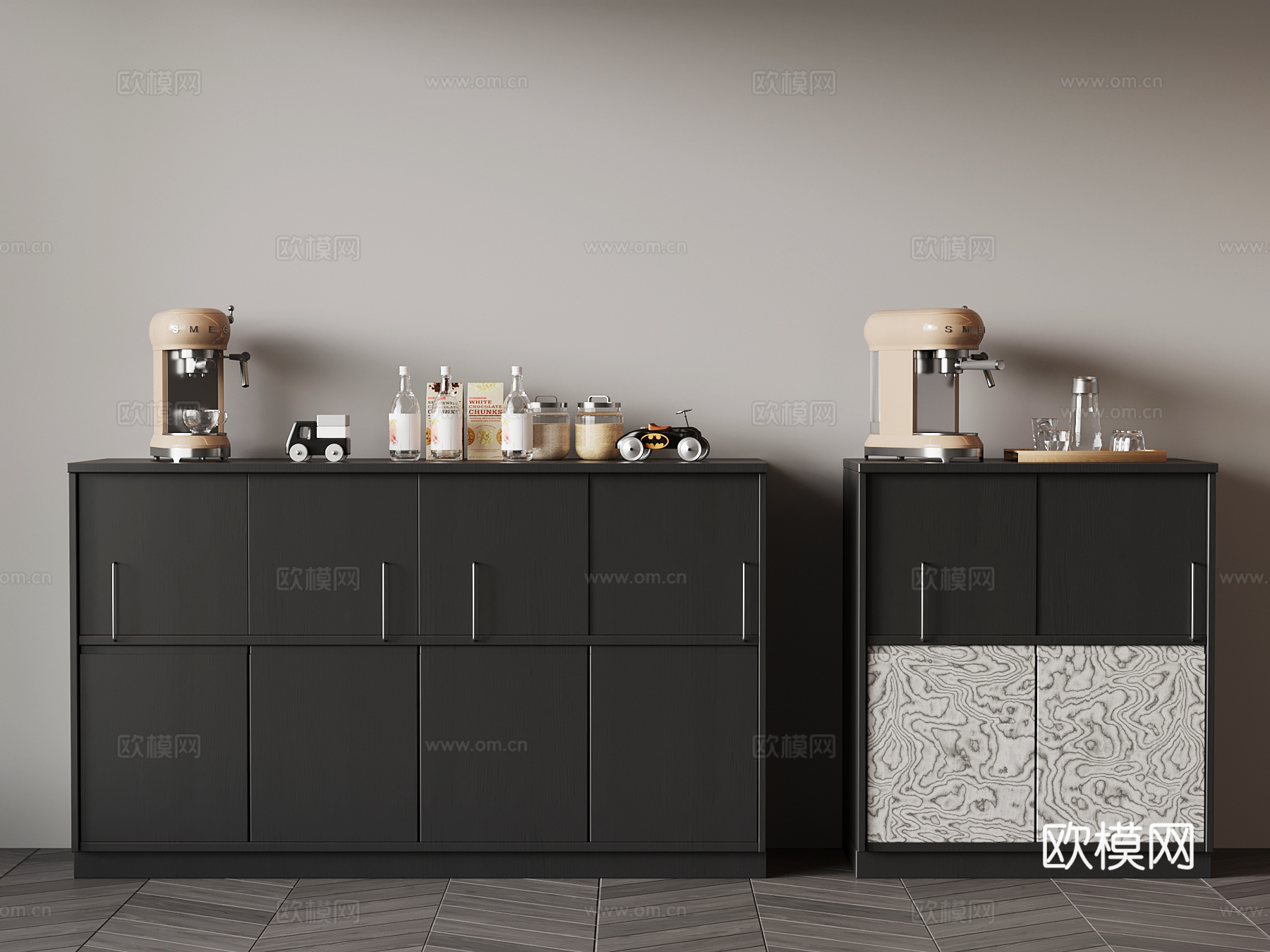 现代意式备餐柜 餐边柜su模型