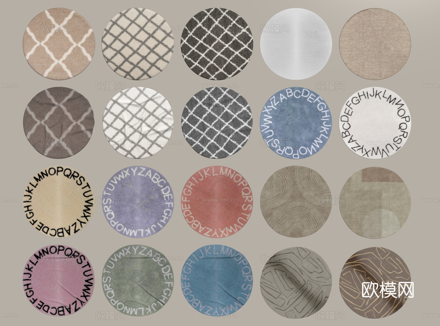 现代圆形地毯 毛绒地毯 布艺地毯 客厅地毯 儿童地毯su模型