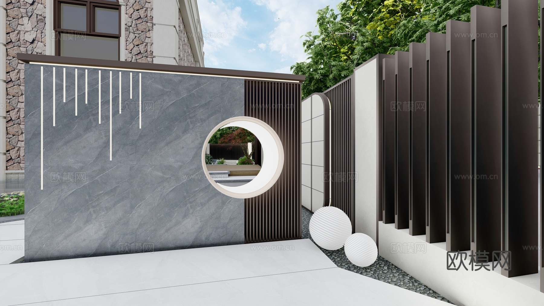 现代庭院花园su模型