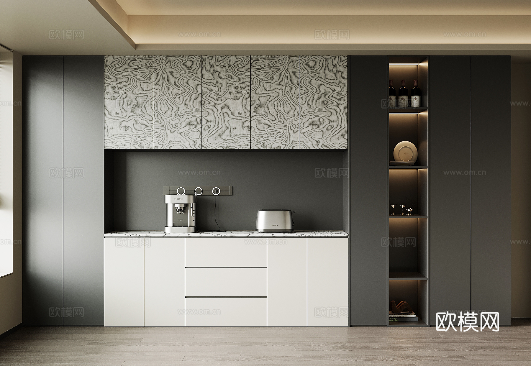 现代酒柜 餐边柜 橱柜su模型