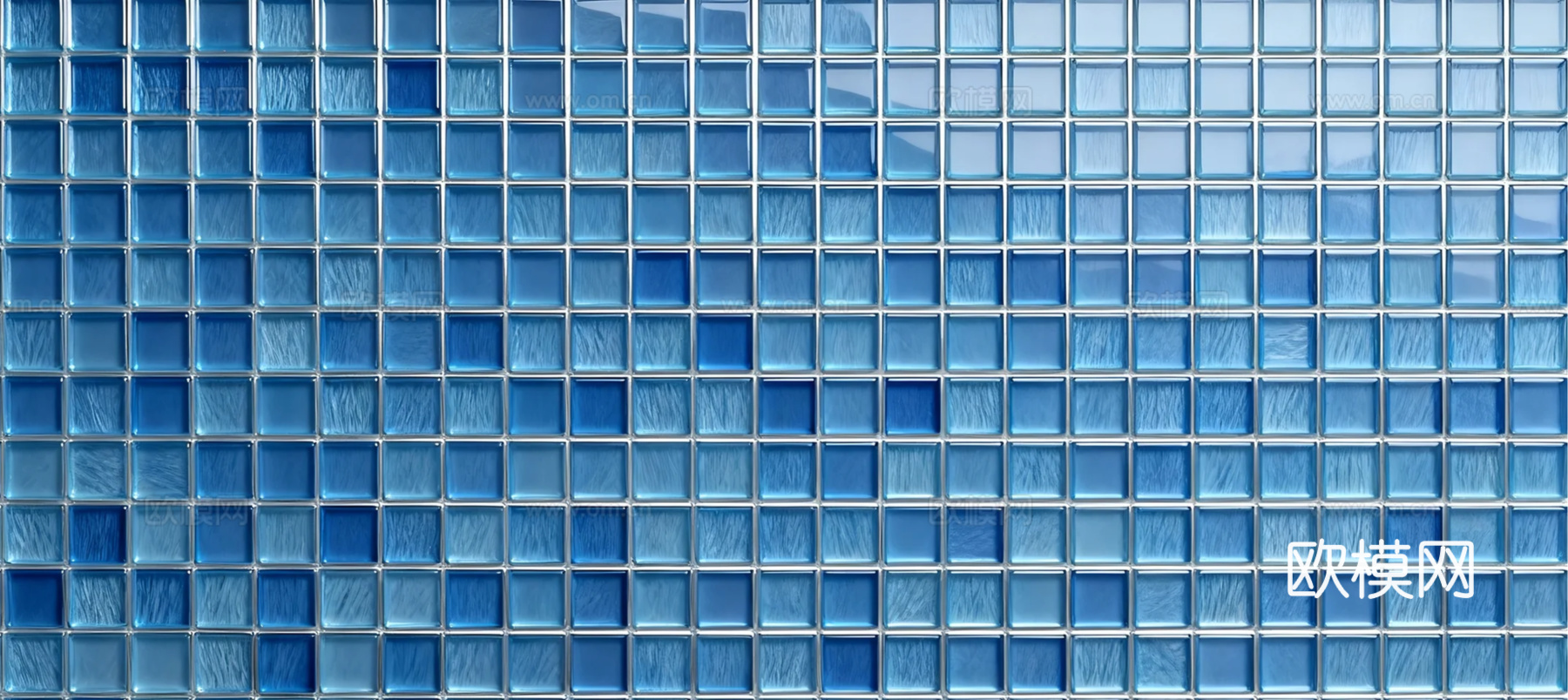 现代简约 蓝色玻璃马赛克 蓝色泳池马赛克 蓝丝绒纹马赛克