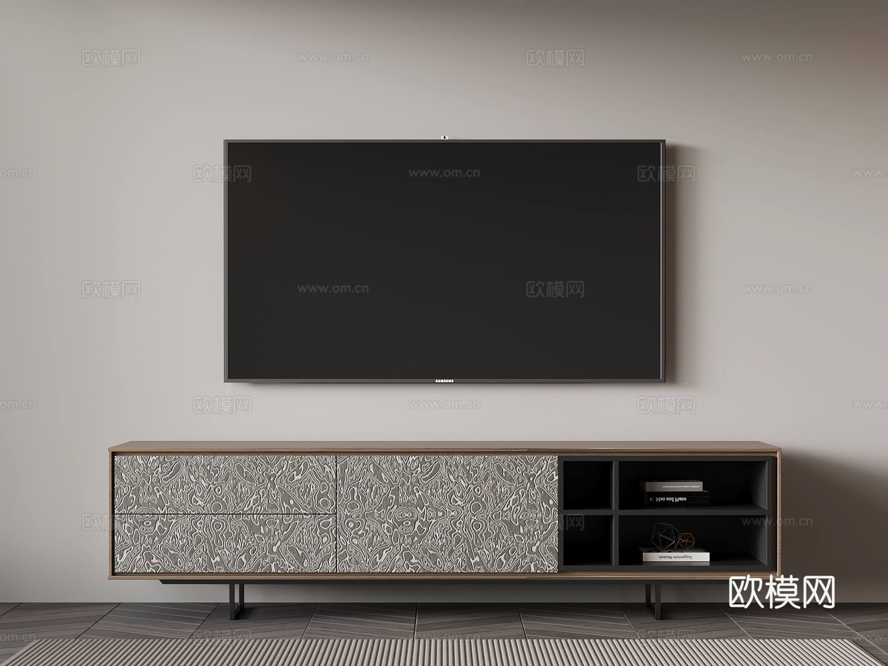 现代意式电视柜su模型