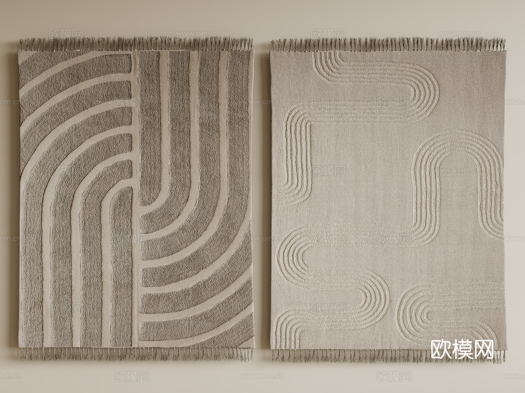 侘寂地毯 方形地毯 粗布地毯 客厅地毯 奶油地毯su模型