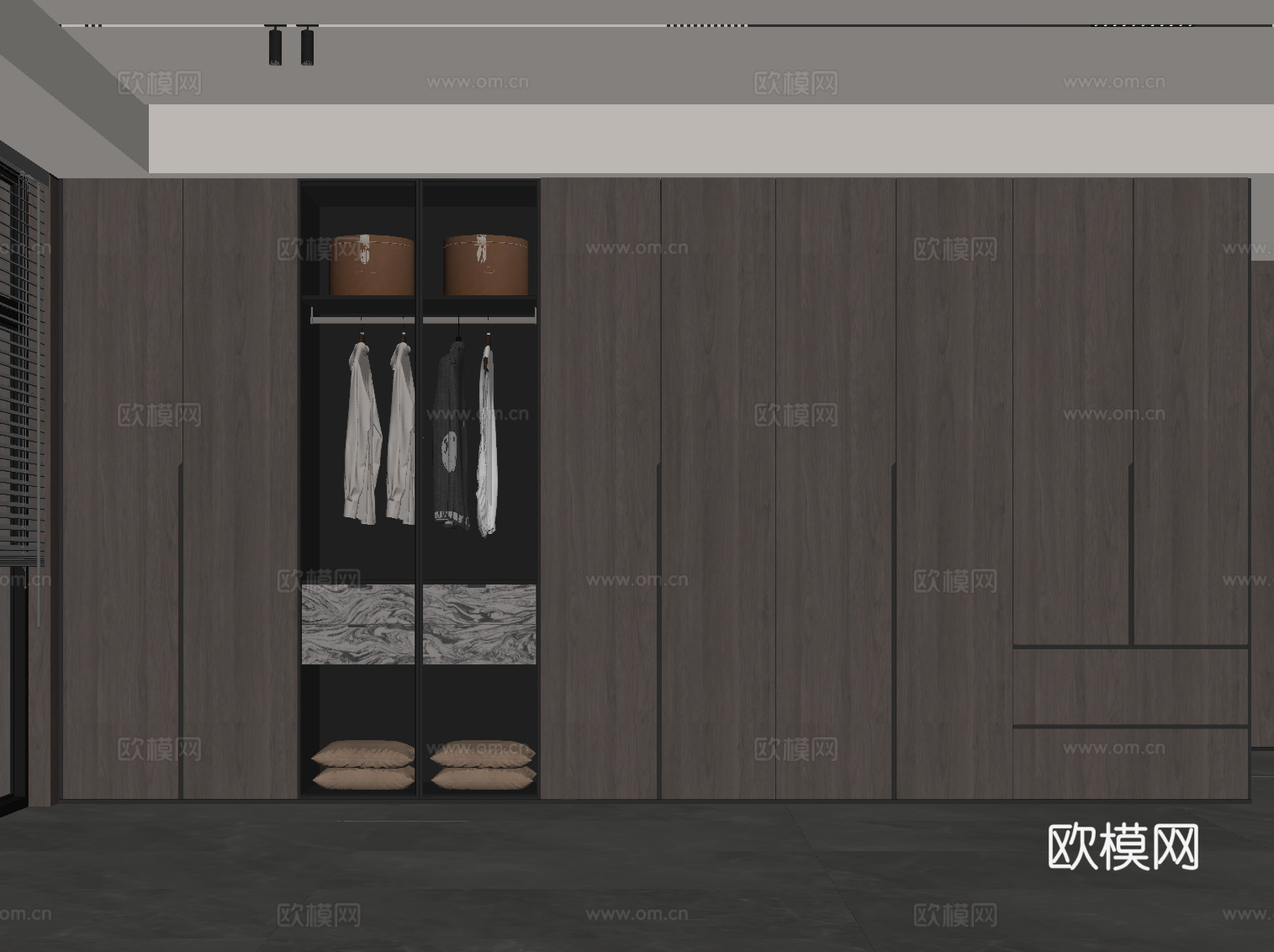 意式衣柜 成品衣柜su模型
