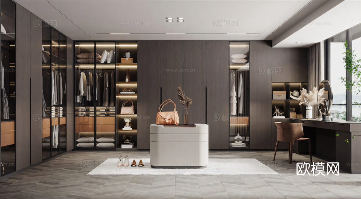 现代衣帽间su模型