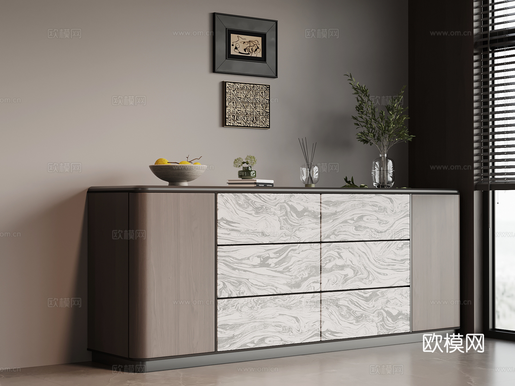 意式鞋柜 入户玄关柜su模型