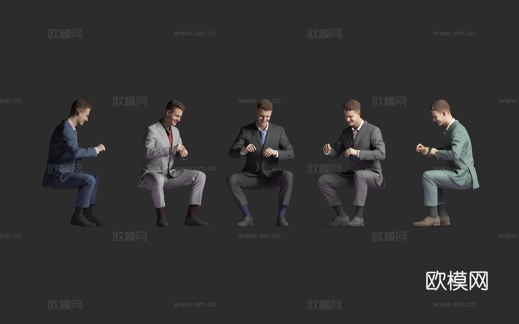 坐姿姿势 西装男性 男人人物 外国白领 老板领导 签字坐姿3d模型下载