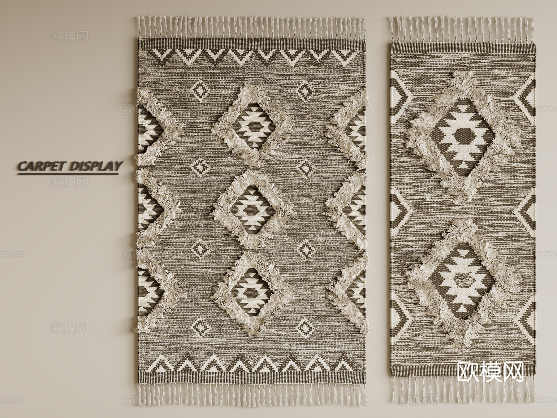 侘寂地毯 方形地毯 粗布地毯 客厅地毯 奶油地毯3d模型下载