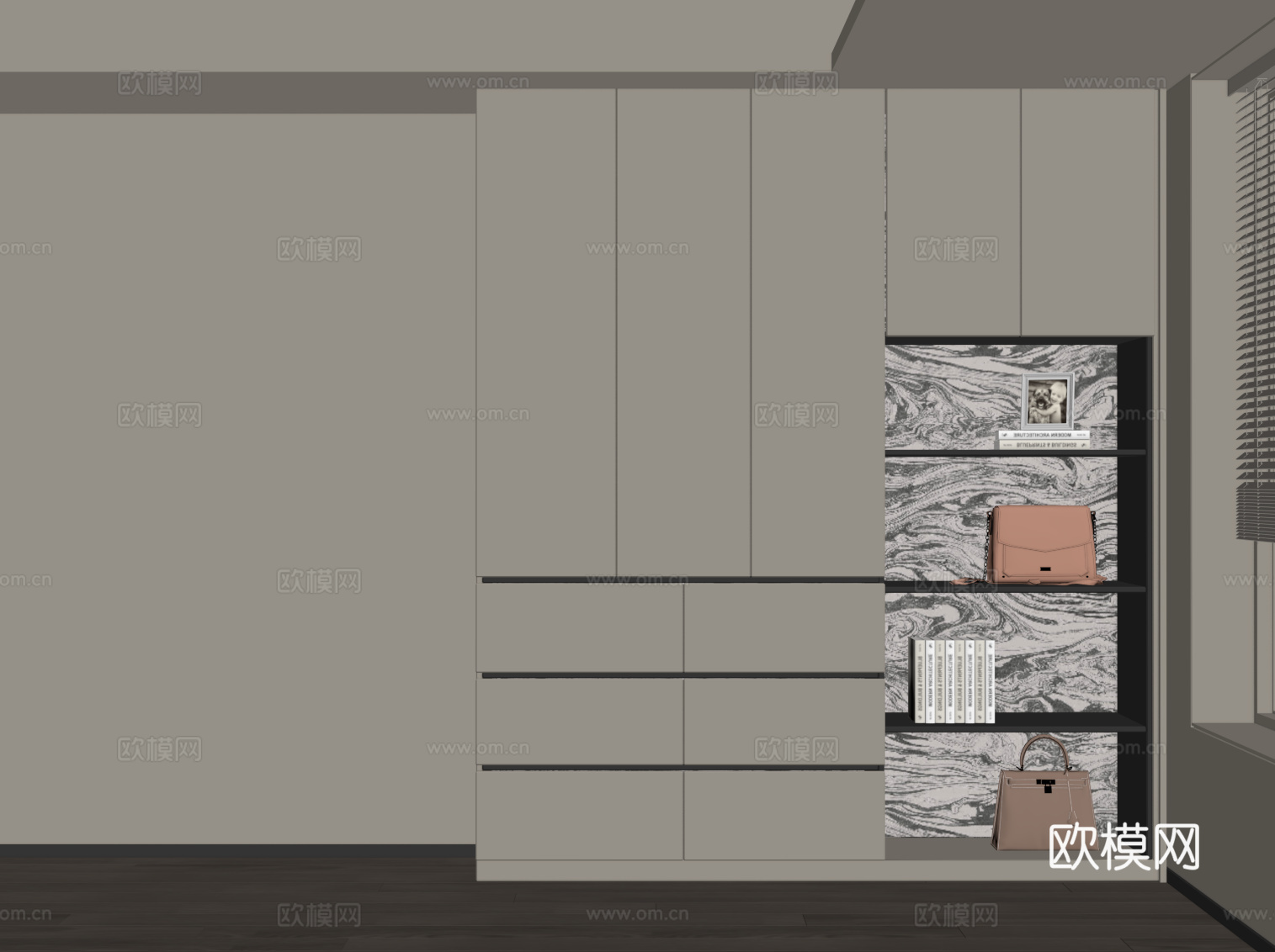 现代极简衣柜 成品衣柜su模型