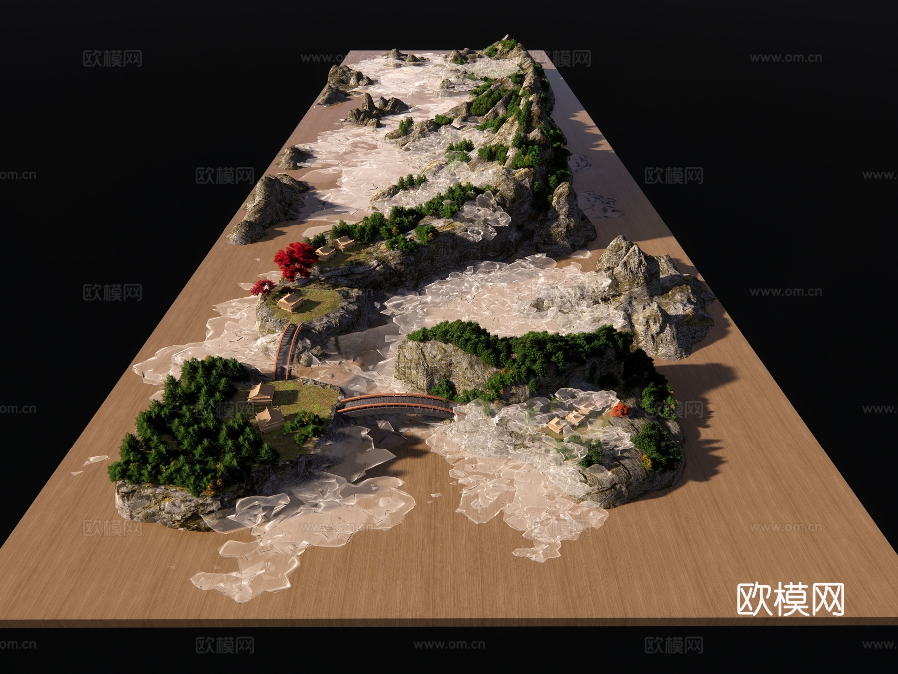 小地形 大山 风景 摆件 石 高山su模型