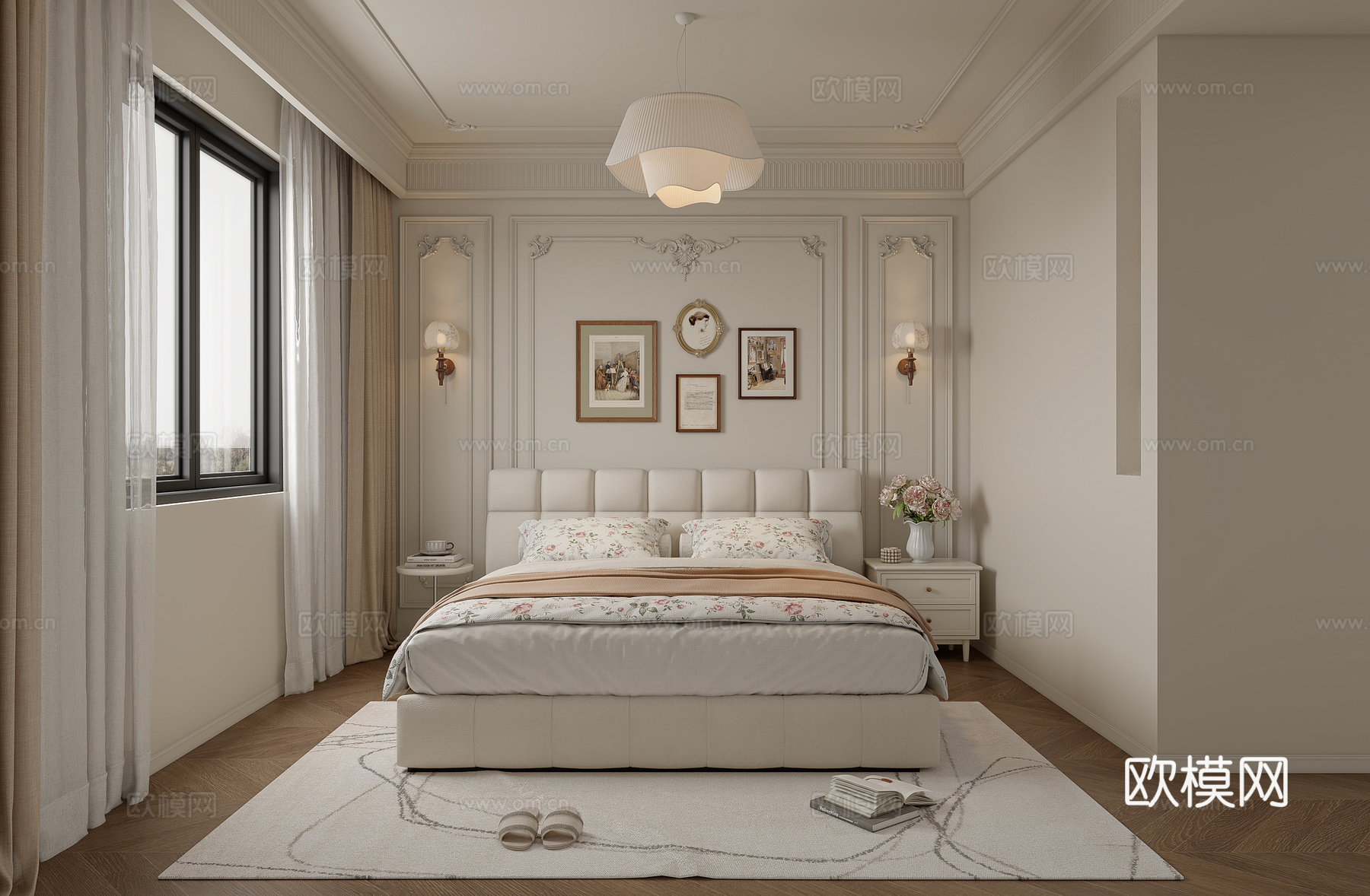 法式奶油风儿童房3d模型下载