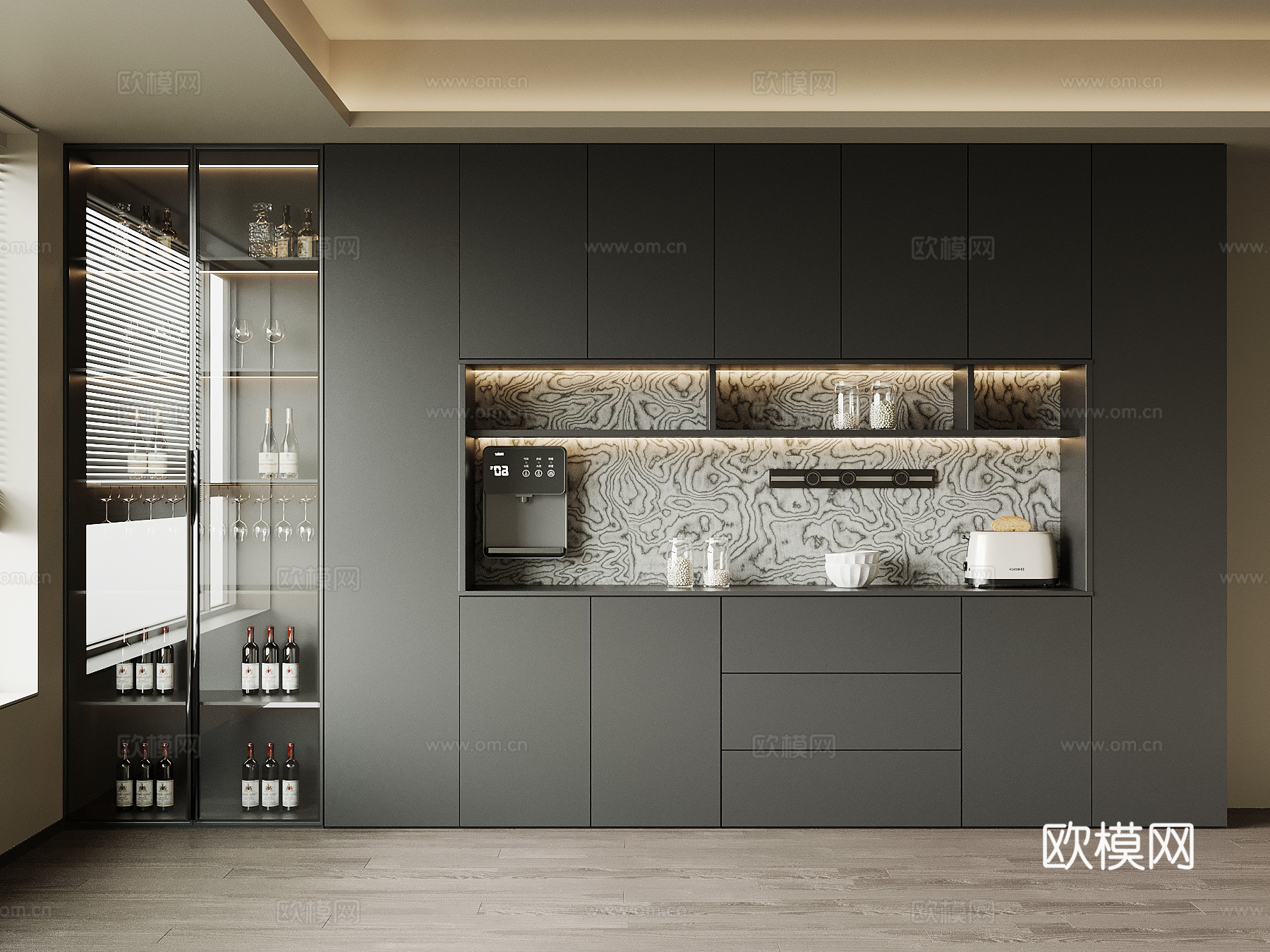 现代酒柜 餐边柜 橱柜su模型