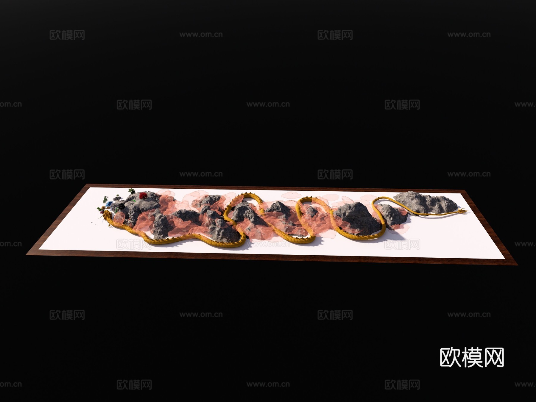 龙 大山 石 摆件 装饰su模型