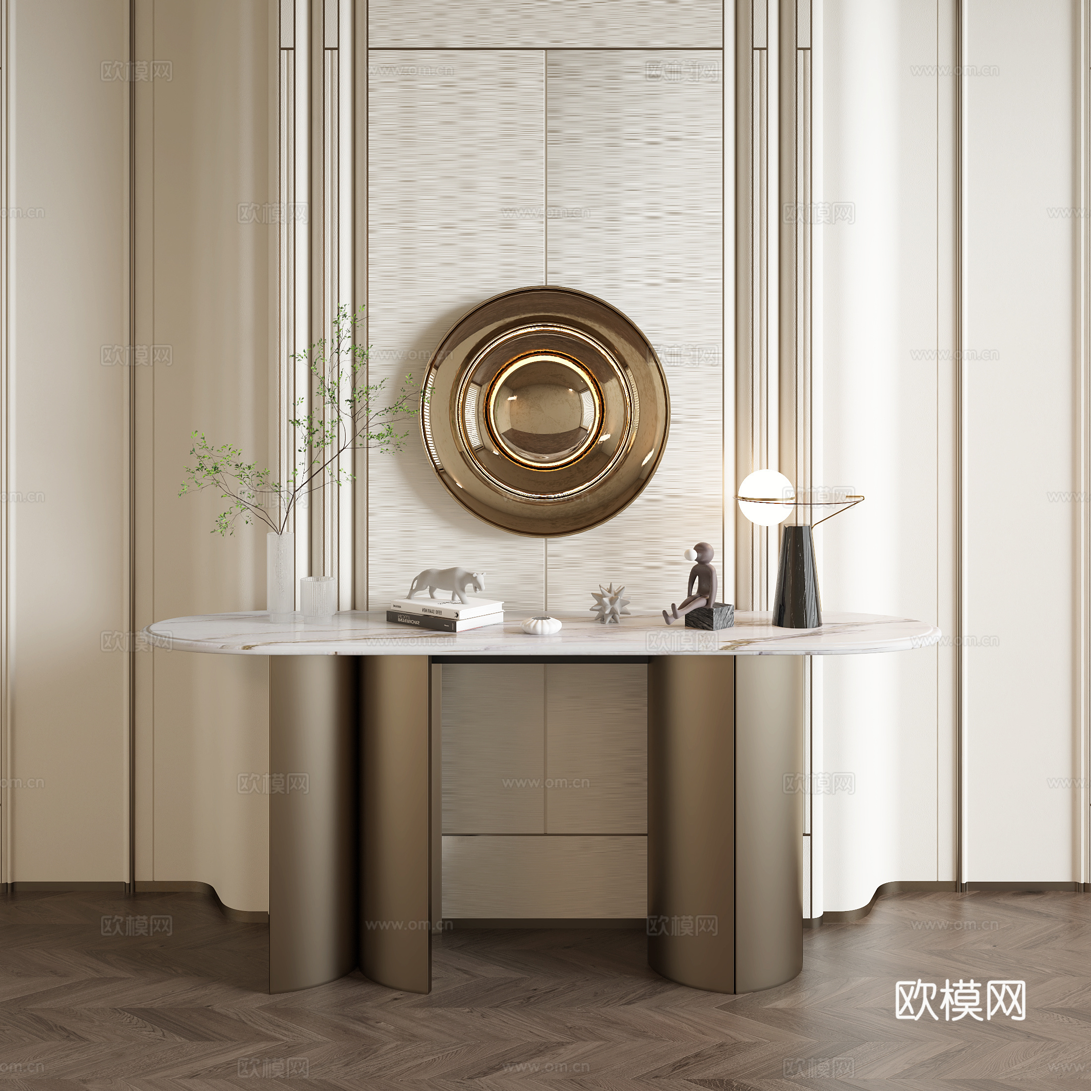 现代玄关台端景台3d模型下载