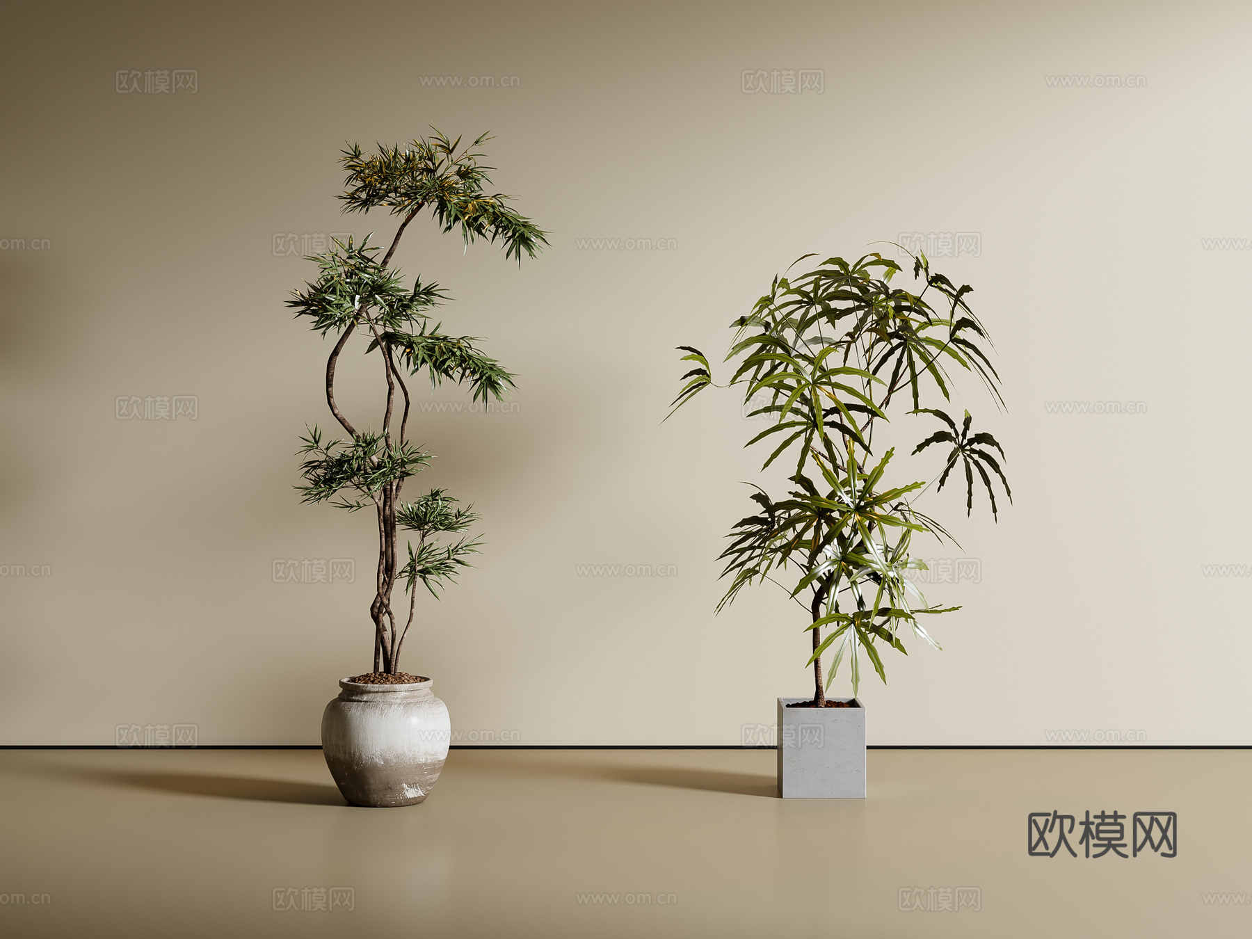 现代绿植盆栽 植物 盆景su模型